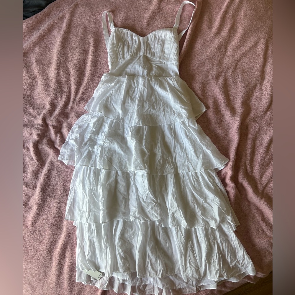 Abercrombie & Fitch White Tiered Maxi Dress